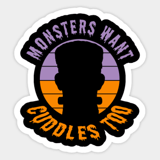 Monsters Want Cuddles Too Sunset Halloween Funny Sticker